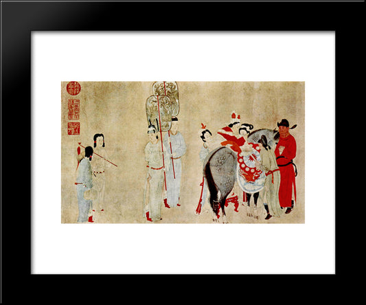 Yang Guifei Mounting A Horse 20x24 Black Modern Wood Framed Art Print Poster by Xuan, Qian