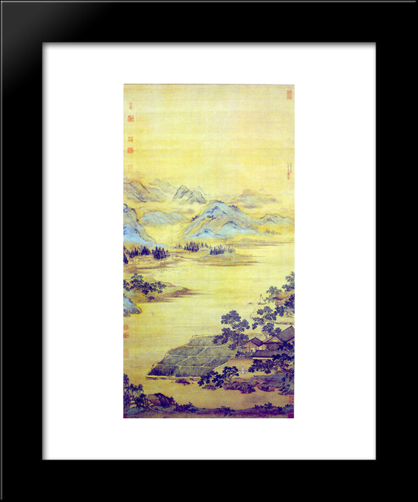 Fisherman Hermit 20x24 Black Modern Wood Framed Art Print Poster by Qiu Ying