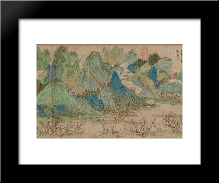 Peach Blossom Spring (Detail) 20x24 Black Modern Wood Framed Art Print Poster by Qiu Ying