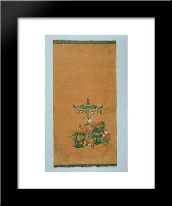 Scroll Illustrating The Heart Sutra 20x24 Black Modern Wood Framed Art Print Poster by Qiu Ying