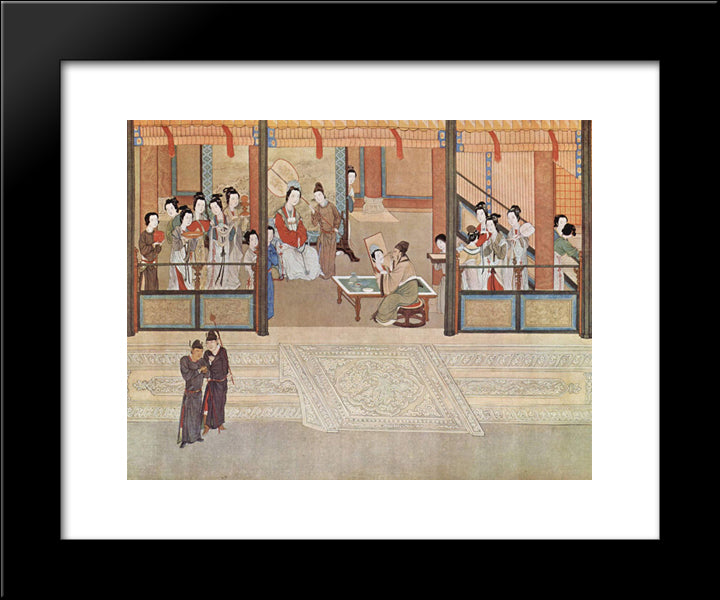 Spring Morning In The Han Palace (View I, Detail) 20x24 Black Modern Wood Framed Art Print Poster by Qiu Ying