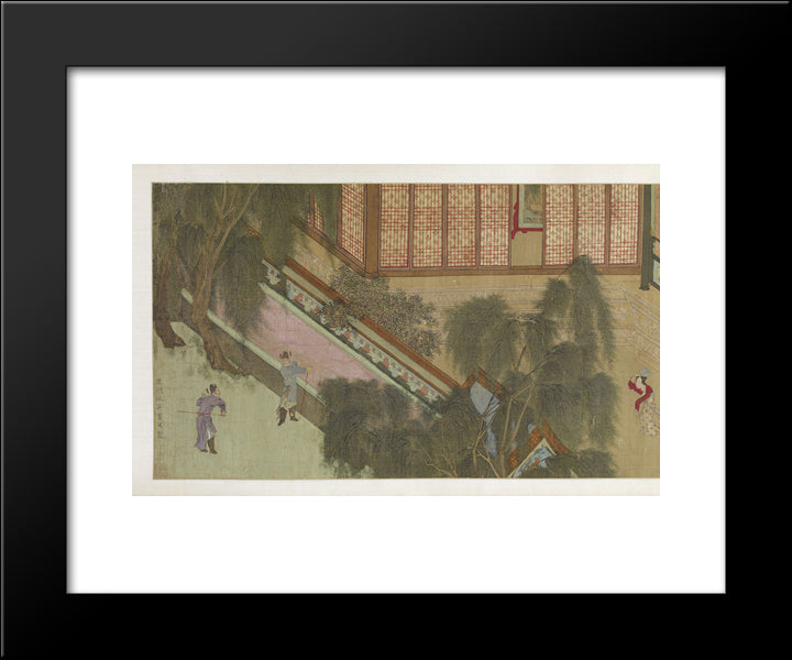Spring Morning In The Han Palace (View J) 20x24 Black Modern Wood Framed Art Print Poster by Qiu Ying