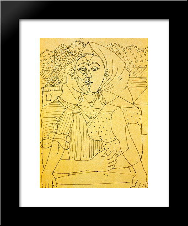 A Kiss 20x24 Black Modern Wood Framed Art Print Poster by Zabaleta, Rafael