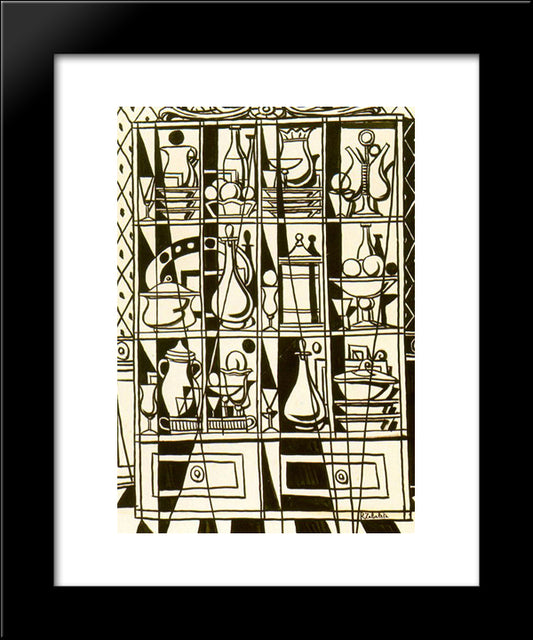Drawing Sideboard (Tavern Window) 20x24 Black Modern Wood Framed Art Print Poster by Zabaleta, Rafael