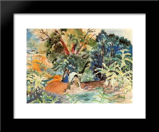 Farmers In The Garden 20x24 Black Modern Wood Framed Art Print Poster by Zabaleta, Rafael