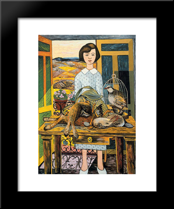 Girl With Still Life 20x24 Black Modern Wood Framed Art Print Poster by Zabaleta, Rafael