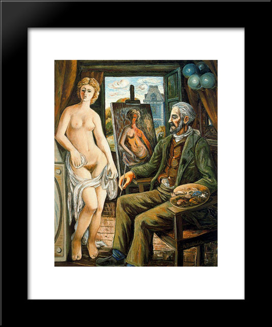 Model And Painter With Easel 20x24 Black Modern Wood Framed Art Print Poster by Zabaleta, Rafael