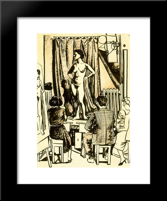 Model And Two Painters Sitting 20x24 Black Modern Wood Framed Art Print Poster by Zabaleta, Rafael