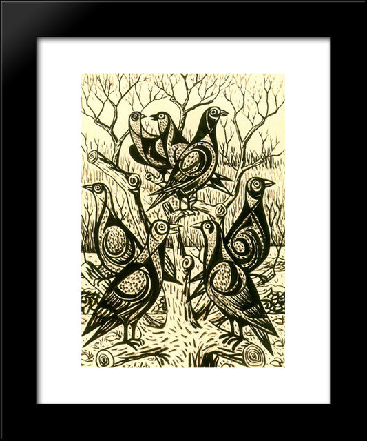 Partridges 20x24 Black Modern Wood Framed Art Print Poster by Zabaleta, Rafael