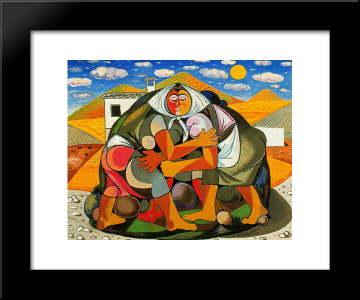 Peasants 20x24 Black Modern Wood Framed Art Print Poster by Zabaleta, Rafael