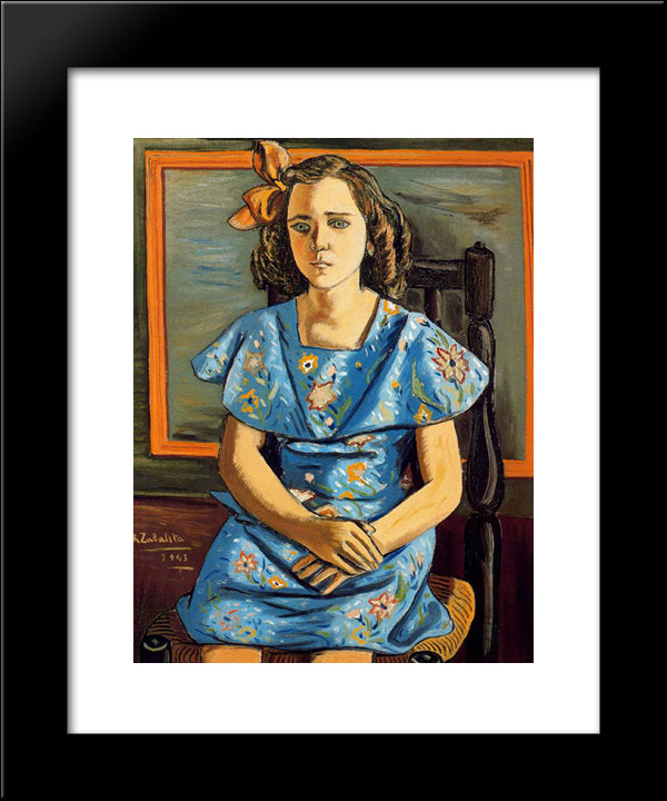 Portrait Of Girl Sitting 20x24 Black Modern Wood Framed Art Print Poster by Zabaleta, Rafael