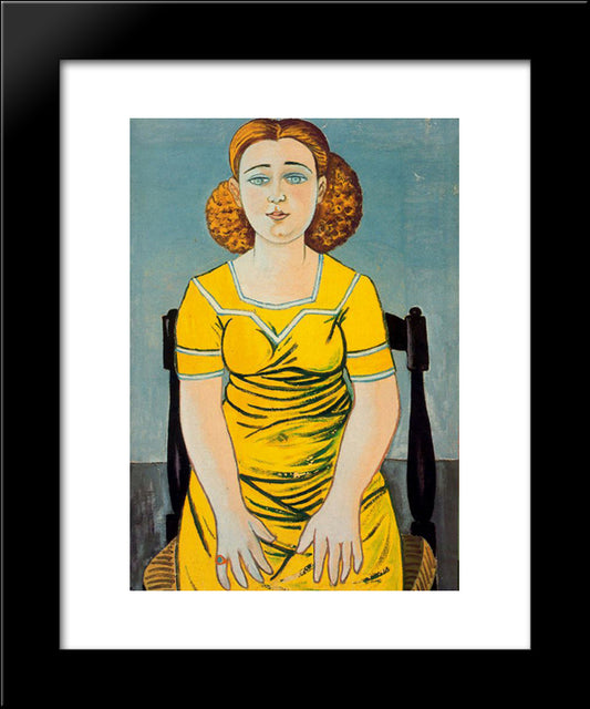 Portrait Of Seated Blonde Woman 20x24 Black Modern Wood Framed Art Print Poster by Zabaleta, Rafael