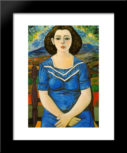 Portrait Of Seated Brunette 20x24 Black Modern Wood Framed Art Print Poster by Zabaleta, Rafael