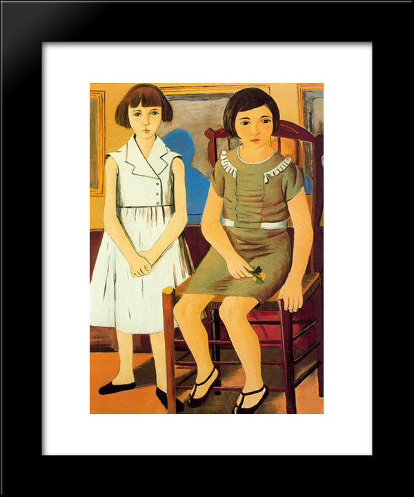 Portrait Of Two Girls 20x24 Black Modern Wood Framed Art Print Poster by Zabaleta, Rafael
