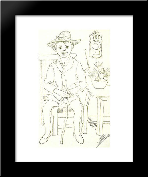 Seated Boy 20x24 Black Modern Wood Framed Art Print Poster by Zabaleta, Rafael