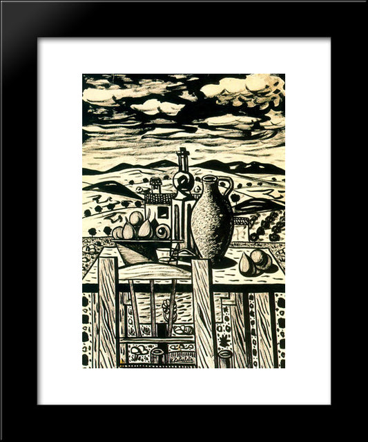 Still Life, Table Figs, Jar, Bottle Of Anise 20x24 Black Modern Wood Framed Art Print Poster by Zabaleta, Rafael