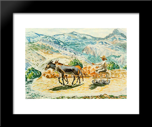 The Threshing 20x24 Black Modern Wood Framed Art Print Poster by Zabaleta, Rafael