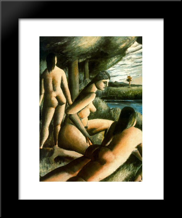 Three Nude Women 20x24 Black Modern Wood Framed Art Print Poster by Zabaleta, Rafael