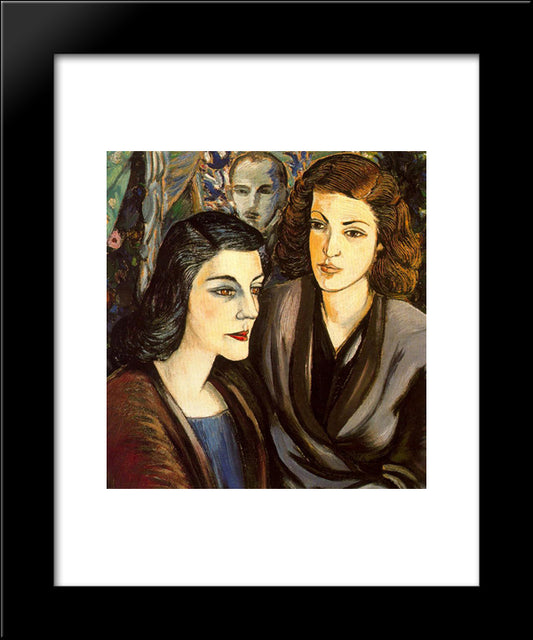 Two Woman And Self - Portrait Bust 20x24 Black Modern Wood Framed Art Print Poster by Zabaleta, Rafael