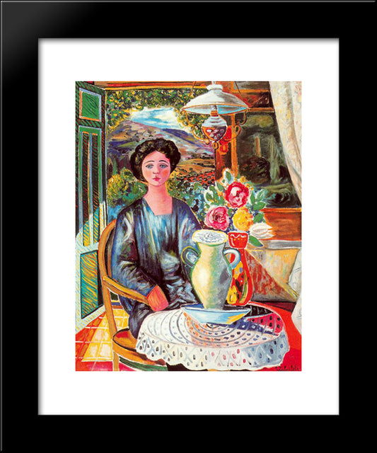 Women In Countryside 20x24 Black Modern Wood Framed Art Print Poster by Zabaleta, Rafael