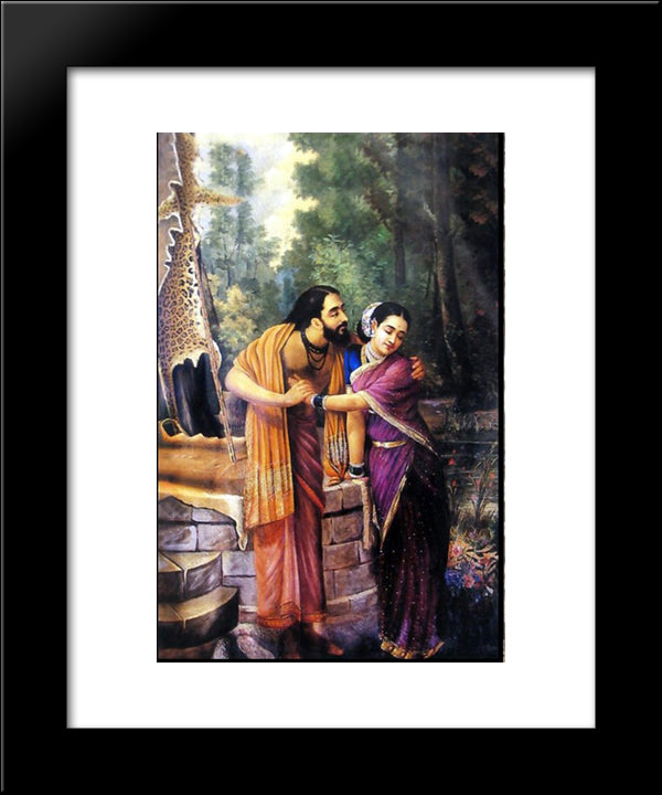 Arjuna And Subhadra 20x24 Black Modern Wood Framed Art Print Poster by Ravi Varma, Raja