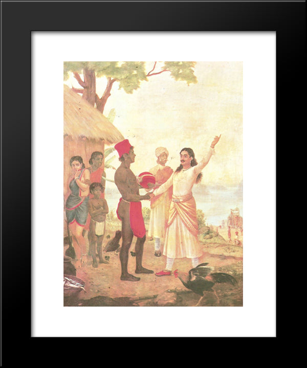 Bheeshma Oath 20x24 Black Modern Wood Framed Art Print Poster by Ravi Varma, Raja