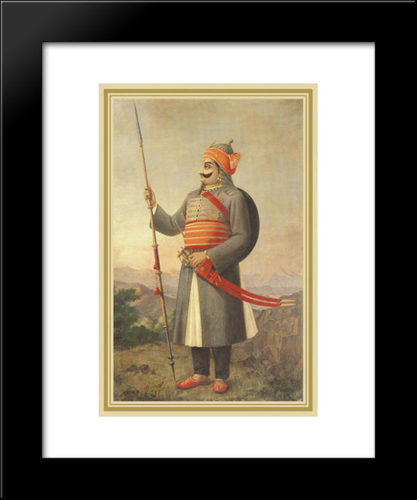 Maharana Prathap Singh 20x24 Black Modern Wood Framed Art Print Poster by Ravi Varma, Raja