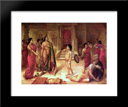Mohini And Rugmangada To Kill His Own Son Raja Ravi Varma 20x24 Black Modern Wood Framed Art Print Poster by Ravi Varma, Raja