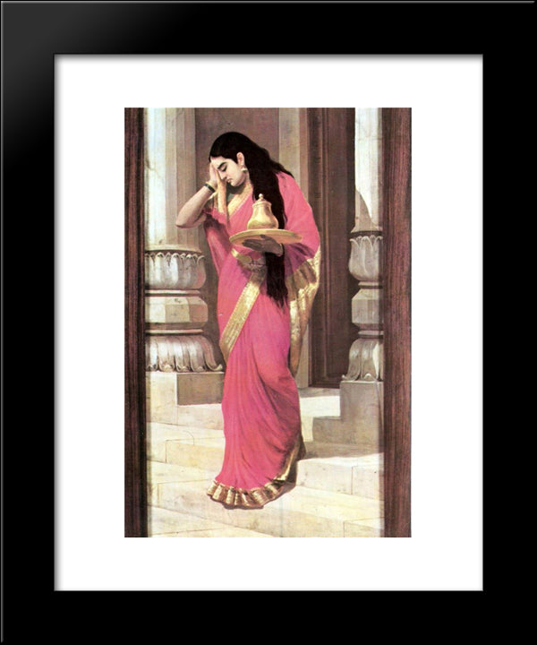 Pleasing 20x24 Black Modern Wood Framed Art Print Poster by Ravi Varma, Raja