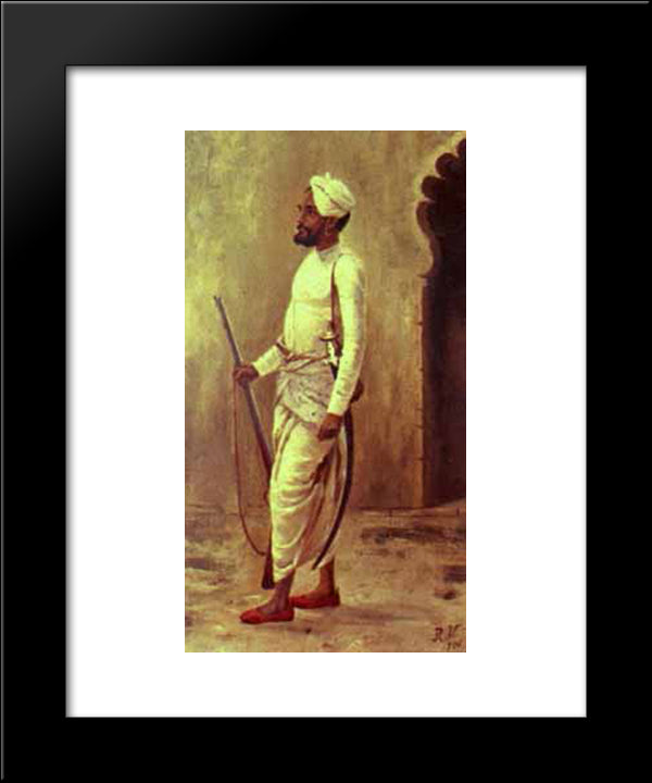 Rajaputra Soldier 20x24 Black Modern Wood Framed Art Print Poster by Ravi Varma, Raja