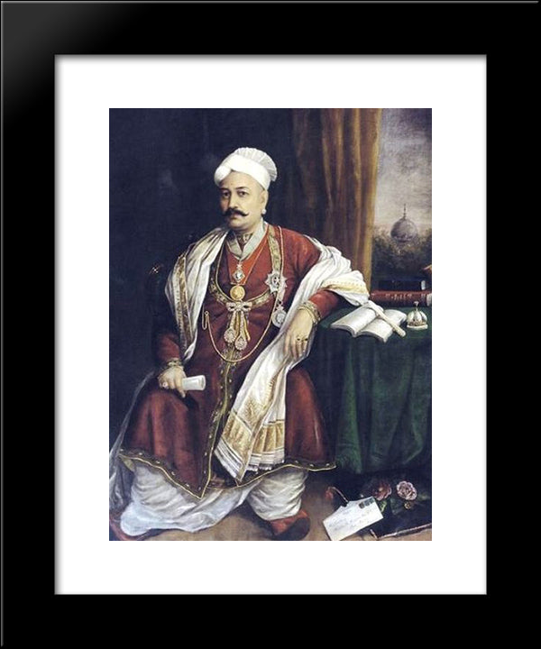 Sir T. Madhava Rao 20x24 Black Modern Wood Framed Art Print Poster by Ravi Varma, Raja