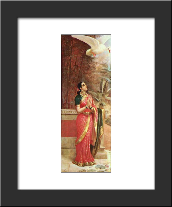 Swan Messenger 20x24 Black Modern Wood Framed Art Print Poster by Ravi Varma, Raja