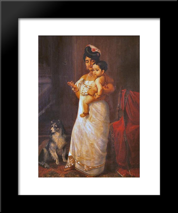 There Comes Papa 20x24 Black Modern Wood Framed Art Print Poster by Ravi Varma, Raja