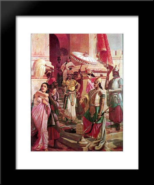 Victory Of Meghanada 20x24 Black Modern Wood Framed Art Print Poster by Ravi Varma, Raja