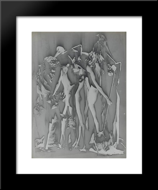 Le Conciliabule 20x24 Black Modern Wood Framed Art Print Poster by Ubac, Raoul