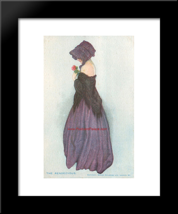 A Girl Holding A Rose 20x24 Black Modern Wood Framed Art Print Poster by Kirchner, Raphael