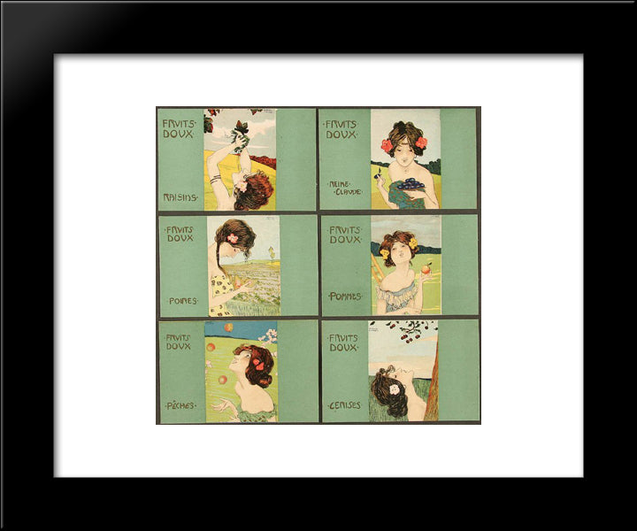 Apples, Sweet Fruits 20x24 Black Modern Wood Framed Art Print Poster by Kirchner, Raphael