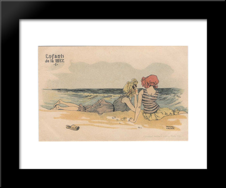 Boys And Girls At Sea 20x24 Black Modern Wood Framed Art Print Poster by Kirchner, Raphael