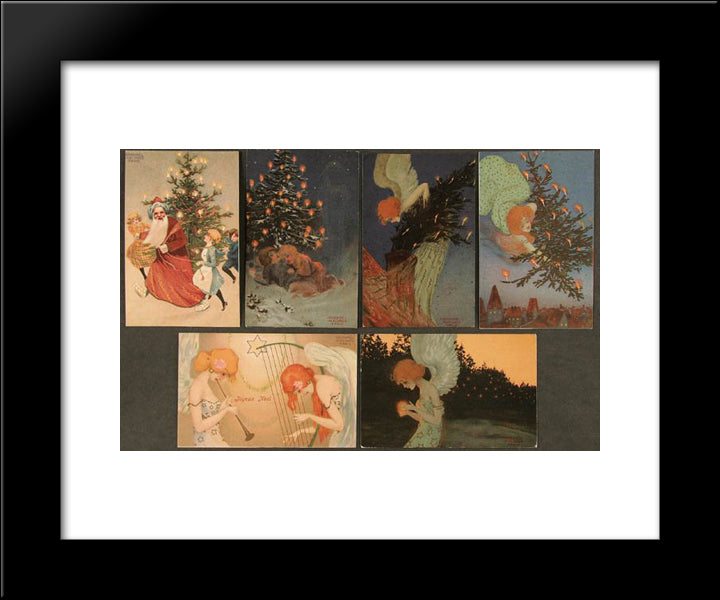 Christmas Pictures Signed With Paris 20x24 Black Modern Wood Framed Art Print Poster by Kirchner, Raphael