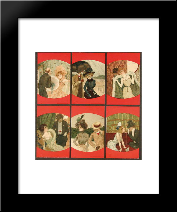 Couples Between Red Borders 20x24 Black Modern Wood Framed Art Print Poster by Kirchner, Raphael