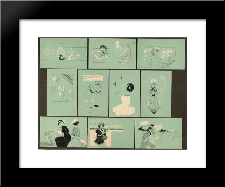 Figures On Turquoise Background 20x24 Black Modern Wood Framed Art Print Poster by Kirchner, Raphael