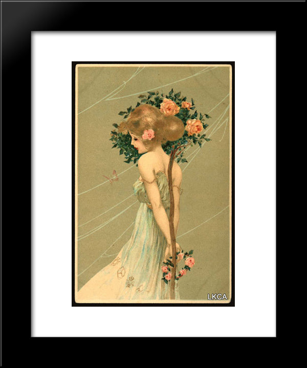 Girls Amid Plants 20x24 Black Modern Wood Framed Art Print Poster by Kirchner, Raphael