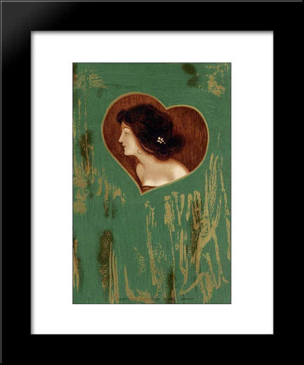 Girls' Heads And Shoulders On A Green Panel 20x24 Black Modern Wood Framed Art Print Poster by Kirchner, Raphael