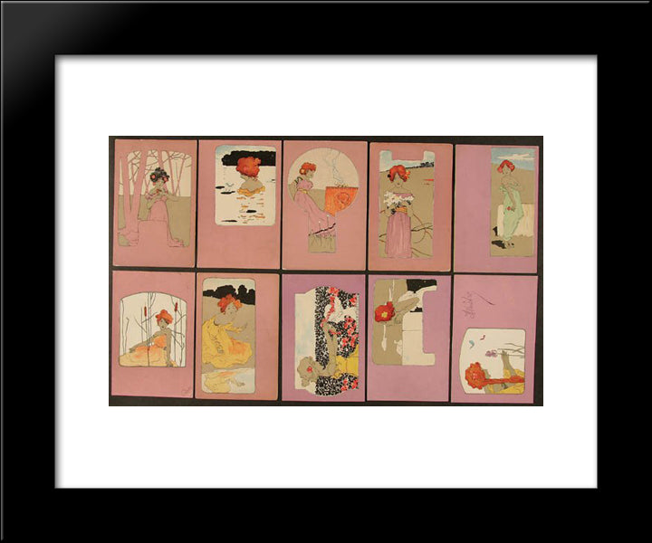 Girls With Purple Surrounds 20x24 Black Modern Wood Framed Art Print Poster by Kirchner, Raphael