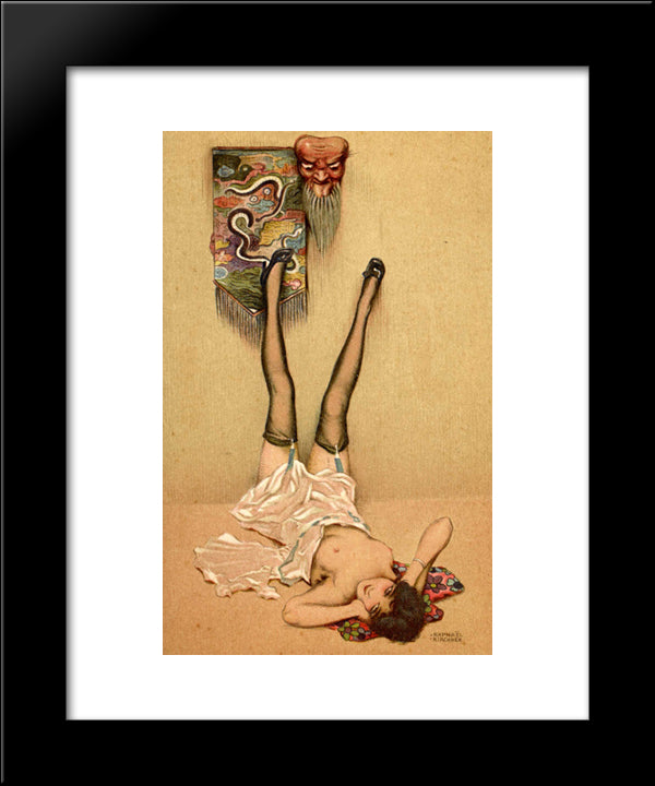 Impassive Mask 20x24 Black Modern Wood Framed Art Print Poster by Kirchner, Raphael