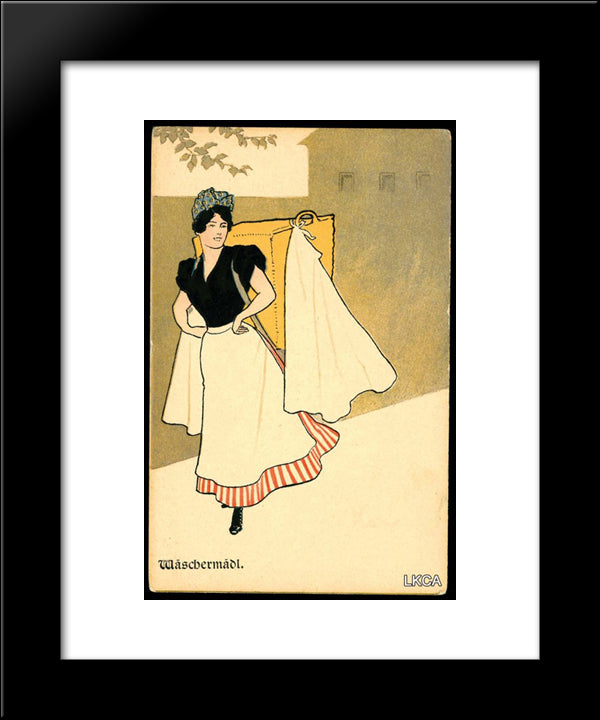 Laundry Woman 20x24 Black Modern Wood Framed Art Print Poster by Kirchner, Raphael
