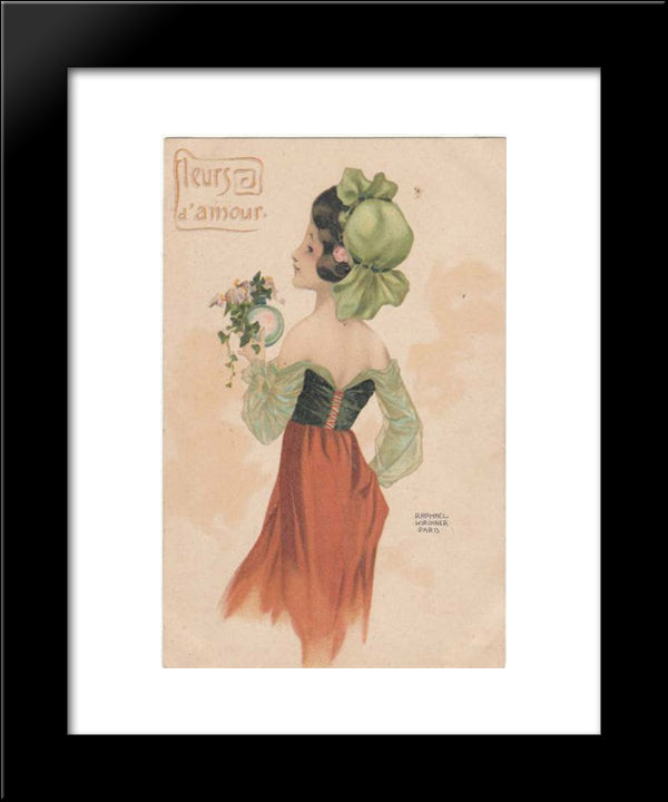 Love Flowers 20x24 Black Modern Wood Framed Art Print Poster by Kirchner, Raphael