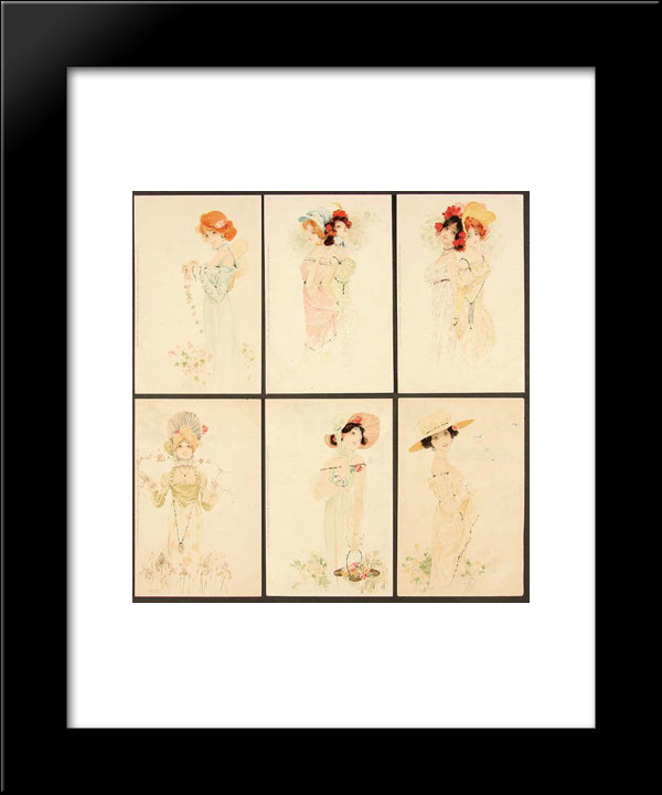 Modern Girls 20x24 Black Modern Wood Framed Art Print Poster by Kirchner, Raphael