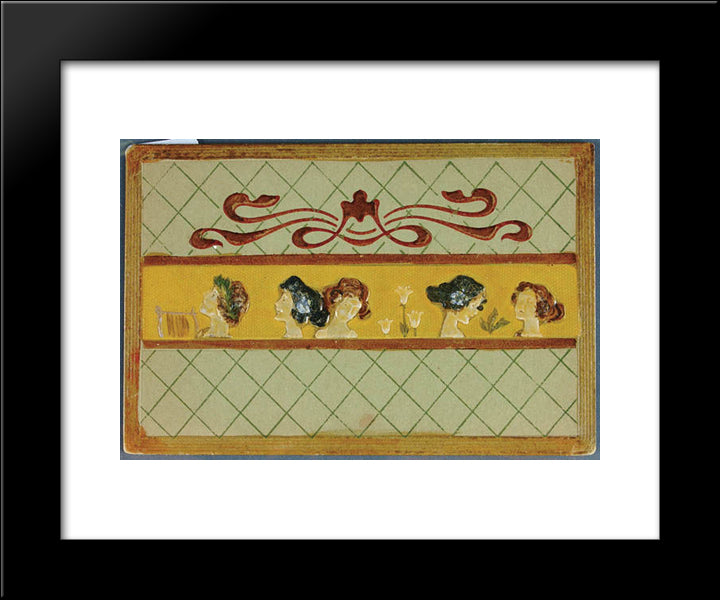 Small Greek Heads 20x24 Black Modern Wood Framed Art Print Poster by Kirchner, Raphael
