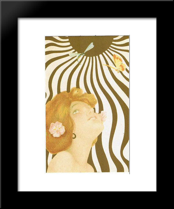 Sun Women 20x24 Black Modern Wood Framed Art Print Poster by Kirchner, Raphael